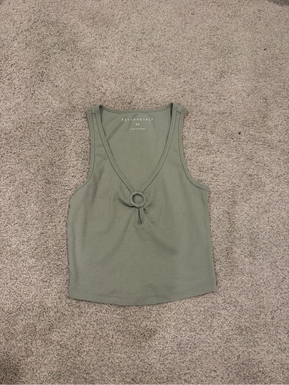 Aeropostale Sage Green Ribbed Tank with Center Ring